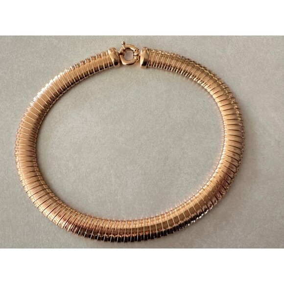 Milor Jewelry - Milor signed rose gold plated bronze omega style accordion flexible necklace